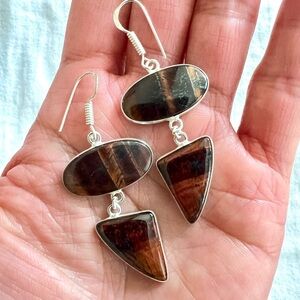 925 RED Courage Tigers Eye Earrings